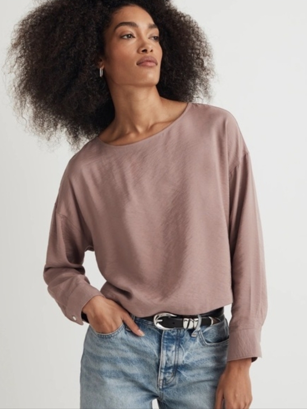 Madewell | Mauve Long Sleeve Cross Over Back Top Size Small - Picture 2 of 11